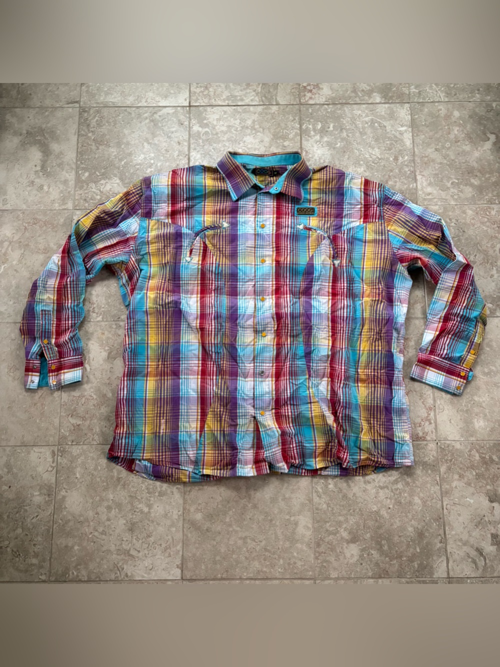 COOGI ‘69 History of Australia 5XL Button down 100% Cotton Shirt Rainbow